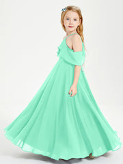 Robes de Demoiselle d'Honneur Junior Longues à Hors de l'Épaule Turquoise