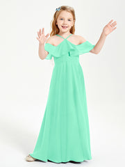 Robes de Demoiselle d'Honneur Junior Longues à Hors de l'Épaule Turquoise
