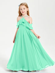 Robes de Demoiselle d'Honneur Junior Longues à Hors de l'Épaule Turquoise