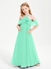 Robes de Demoiselle d'Honneur Junior Longues à Hors de l'Épaule Turquoise