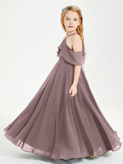 Robes de Demoiselle d'Honneur Junior Longues à Hors de l'Épaule Vintage Mauve
