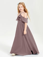 Robes de Demoiselle d'Honneur Junior Longues à Hors de l'Épaule Vintage Mauve
