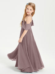 Robes de Demoiselle d'Honneur Junior Longues à Hors de l'Épaule Vintage Mauve