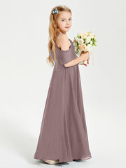 Robes de Demoiselle d'Honneur Junior Longues à Hors de l'Épaule Vintage Mauve