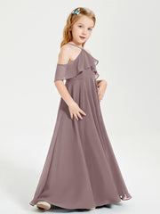 Robes de Demoiselle d'Honneur Junior Longues à Hors de l'Épaule Vintage Mauve