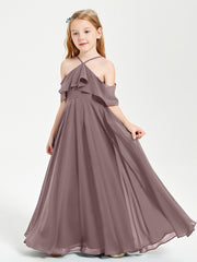 Robes de Demoiselle d'Honneur Junior Longues à Hors de l'Épaule Vintage Mauve