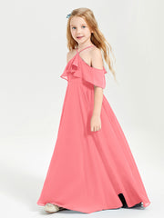 Robes de Demoiselle d'Honneur Junior Longues à Hors de l'Épaule Pastèque