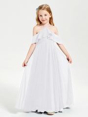 Robes de Demoiselle d'Honneur Junior Longues à Hors de l'Épaule Blanc
