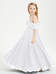 Robes de Demoiselle d'Honneur Junior Longues à Hors de l'Épaule Blanc