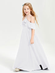 Robes de Demoiselle d'Honneur Junior Longues à Hors de l'Épaule Blanc