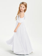 Robes de Demoiselle d'Honneur Junior Longues à Hors de l'Épaule Blanc