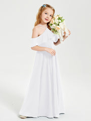 Robes de Demoiselle d'Honneur Junior Longues à Hors de l'Épaule Blanc