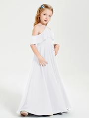 Robes de Demoiselle d'Honneur Junior Longues à Hors de l'Épaule Blanc