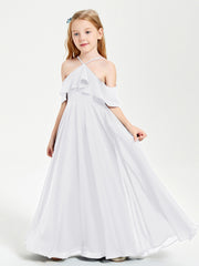 Robes de Demoiselle d'Honneur Junior Longues à Hors de l'Épaule Blanc