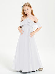 Robes de Demoiselle d'Honneur Junior Longues à Hors de l'Épaule Blanc