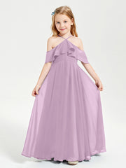Robes de Demoiselle d'Honneur Junior Longues à Hors de l'Épaule Glycine