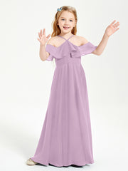 Robes de Demoiselle d'Honneur Junior Longues à Hors de l'Épaule Glycine