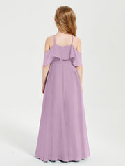 Robes de Demoiselle d'Honneur Junior Longues à Hors de l'Épaule Glycine