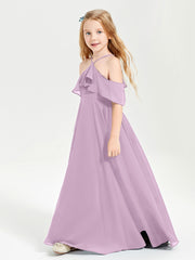 Robes de Demoiselle d'Honneur Junior Longues à Hors de l'Épaule Glycine
