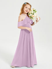 Robes de Demoiselle d'Honneur Junior Longues à Hors de l'Épaule Glycine