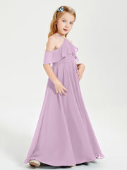 Robes de Demoiselle d'Honneur Junior Longues à Hors de l'Épaule Glycine