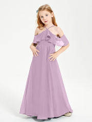 Robes de Demoiselle d'Honneur Junior Longues à Hors de l'Épaule Glycine