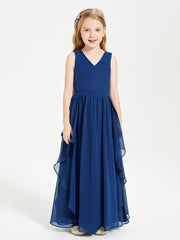 Robes de Demoiselle d'Honneur Junior en Mousseline de Style Boho Bleu Marine