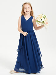 Robes de Demoiselle d'Honneur Junior en Mousseline de Style Boho Bleu Marine