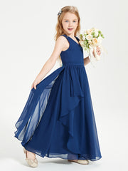 Robes de Demoiselle d'Honneur Junior en Mousseline de Style Boho Bleu Marine
