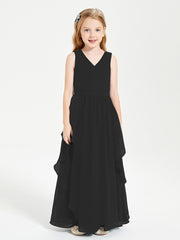 Robes de Demoiselle d'Honneur Junior en Mousseline de Style Boho Noir