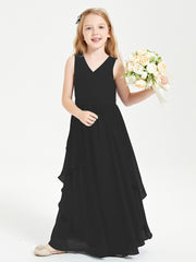 Robes de Demoiselle d'Honneur Junior en Mousseline de Style Boho Noir