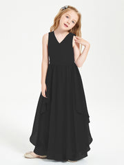 Robes de Demoiselle d'Honneur Junior en Mousseline de Style Boho Noir