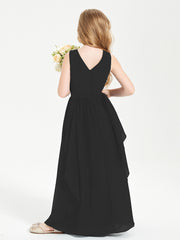 Robes de Demoiselle d'Honneur Junior en Mousseline de Style Boho Noir