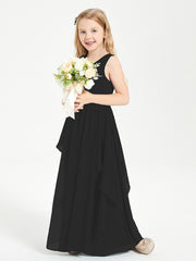 Robes de Demoiselle d'Honneur Junior en Mousseline de Style Boho Noir