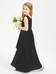 Robes de Demoiselle d'Honneur Junior en Mousseline de Style Boho Noir