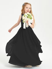 Robes de Demoiselle d'Honneur Junior en Mousseline de Style Boho Noir