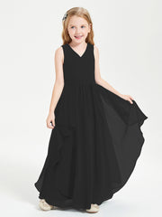 Robes de Demoiselle d'Honneur Junior en Mousseline de Style Boho Noir
