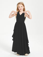 Robes de Demoiselle d'Honneur Junior en Mousseline de Style Boho Noir