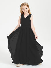 Robes de Demoiselle d'Honneur Junior en Mousseline de Style Boho Noir