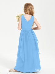 Robes de Demoiselle d'Honneur Junior en Mousseline de Style Boho Bleu