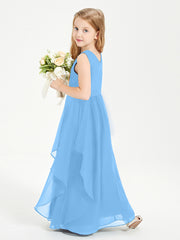 Robes de Demoiselle d'Honneur Junior en Mousseline de Style Boho Bleu