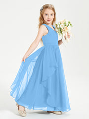 Robes de Demoiselle d'Honneur Junior en Mousseline de Style Boho Bleu
