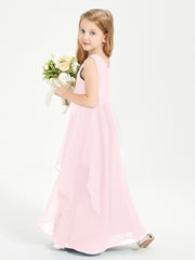 Robes de Demoiselle d'Honneur Junior en Mousseline de Style Boho Rose Pâle