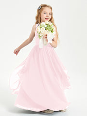 Robes de Demoiselle d'Honneur Junior en Mousseline de Style Boho Rose Pâle
