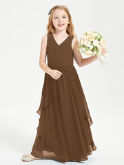 Robes de Demoiselle d'Honneur Junior en Mousseline de Style Boho Brun
