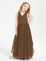 Robes de Demoiselle d'Honneur Junior en Mousseline de Style Boho Brun
