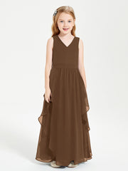 Robes de Demoiselle d'Honneur Junior en Mousseline de Style Boho Chocolat