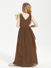 Robes de Demoiselle d'Honneur Junior en Mousseline de Style Boho Brun