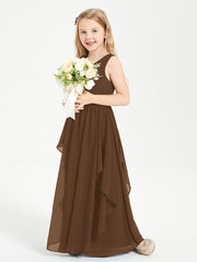 Robes de Demoiselle d'Honneur Junior en Mousseline de Style Boho Brun