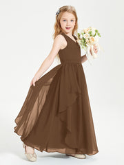 Robes de Demoiselle d'Honneur Junior en Mousseline de Style Boho Chocolat